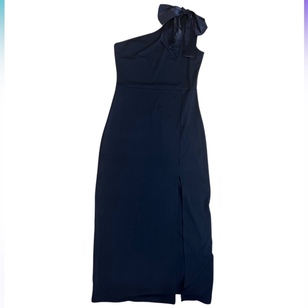 One Shoulder Bow Detail Midi Dress